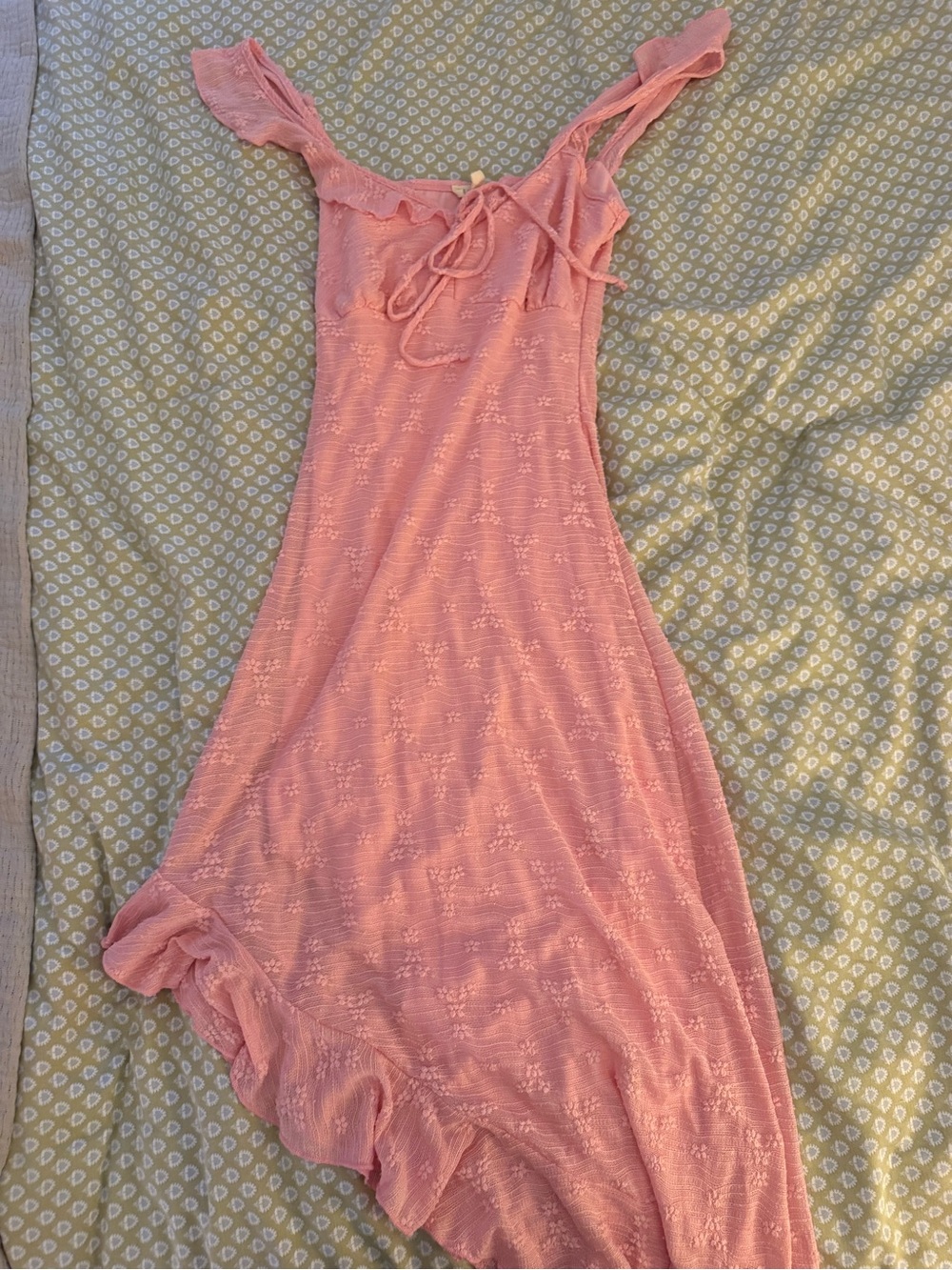 See You Monday Pink Asymmetrical Ruffle Sundress